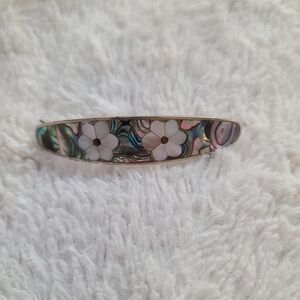 VTG Alpaca Mexico handmade Floral Abalone Shell Barrette